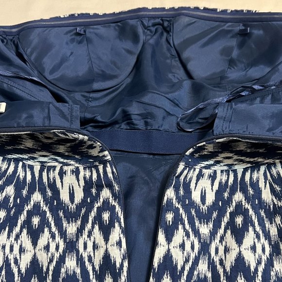 Banana Republic Women's Strapless Dress White Navy Geometric Size 6P Cocktail - Picture 4 of 11